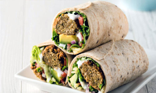 Falafel Classic Wrap inside flatbread